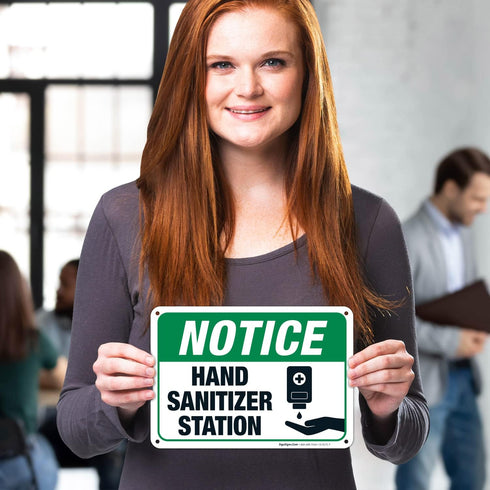 10x7 Inches, 55 Hand Sanitizer Station Sign, mil Thick HDPS (high Density polystyrene), Made in USA