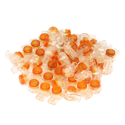 150pcs Waterproof Telephone Line Connectors K1 Network Cable Wire Terminals, Orange Clear Button UY Butt Splice