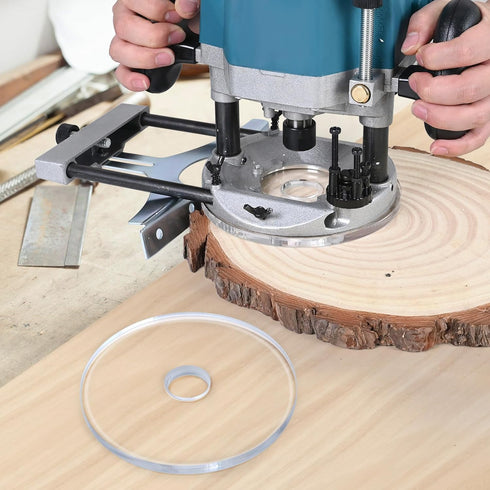 YAIRMIS 6-1/2" Nut,5/16 Inch Dia Router Base Plate,DIY Drilling, w/BrassCentering Pin &Brass Thick Base Plate,Clear