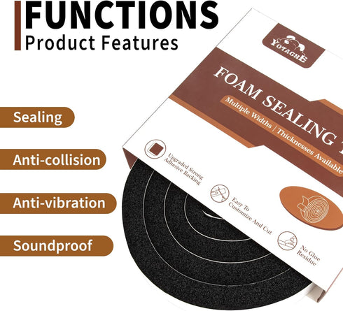 Yotache Air Conditioner Window Seal Kit, 1"x1" Weather Stripping Foam Tape for AC Windows & Door Insulation