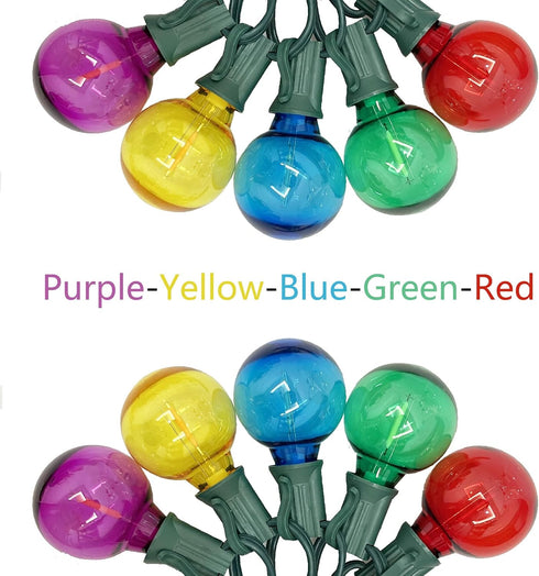 SUNSGNE 25 Pack G40 LED Christmas Replacement Globe Light Bulbs, 0.6 Watt Multicolor LED Bulbs, E12 Candelabra Base,