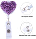 Soleebee 28'' Retractable Badge Reel - Glitter Love Heart Nurse ID/Name Badge Holder with Belt Clip (Purple)