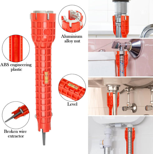 Faucet and Sink Installer Multi Tool, 14 in 1 Wrench for Pipe and Tub Drain Removal