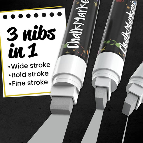Metallic Chalk Markers (2 Pack), Liquid Chalk Pens for Blackboards, Bistro Menu, and Window Markers - 15mm Jumbo Nib