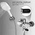 COMOAEW 360 Shower Thermostat, Shower Thermometer LED Display Baby Bath Water Meter Rotation Flow Self-Generating