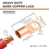SELTERM 5pcs 2/0 AWG 1/2" Stud Copper Wire Lugs, Battery Cable Ends, UL Heavy Duty Bare Copper Eyelets