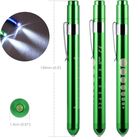 Galepromot Green Pen Light with Pupil Gauge LED Penlight for Nurses Doctors, Reusable Medical Penlight for Nursing