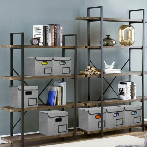 BALEINE File Organizer Box with Lid, Collapsible File Folder Organizer with Plastic Slide, Hanging File Folder Box for