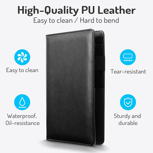 Book,5"9", 2 Server Book High Volume, Expandable Server Waitress Waiter Book, Sturdy Leather Waitress Book with Zipper