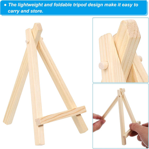 PATIKIL 5.9" Wooden Art Easel, 10 Pack Portable Tripod Holder for Canvas, Foldable Tabletop Display
