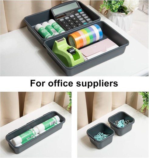 BYCY 32 PCS Desk Drawer Organizer Tool Box, Interlocking Junk Drawer Organizers with 3 Sizes for Office, Bathroom,
