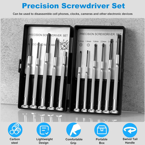 Jotyua 11 Set, Set, Pcs Small Precision Screwdriver Tiny Screwdriver Mini Screw Driver Kit with Slotted and Phillips