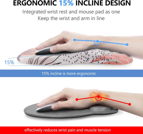 Mouse Pad Wrist Support - 2 in 1 Keyboard Wrist Rest + Ergonomic Mouse Pad for Easy Typing & Pain Relief