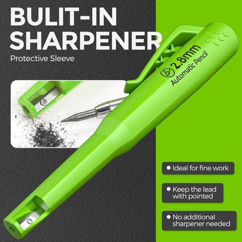 4 Pack CP3000 Set 76 Nicpro Carpenter Pencils with Sharpener, Mechanical Pencil with Refills, Heavy Duty Construction