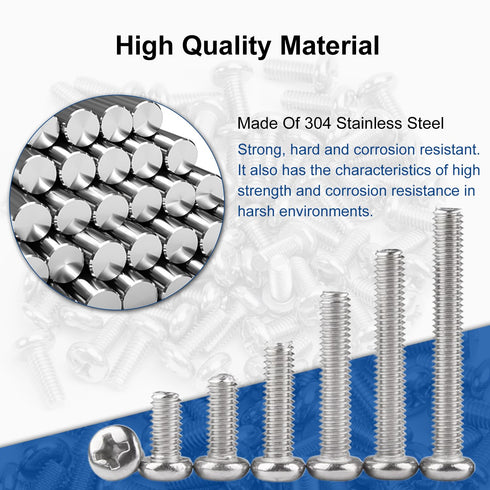 MroMax M5-0.8x90mm Pan Head Phillips Machine Screws - 304 Stainless Steel Metric Cross Head Screws Bolts Fasteners
