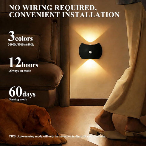JOGOLED 3 Motion Sensor Light Wall Lamp - Colors Night Light Wall Lamps LED Indoor Up and Down Sconce Rechargeable