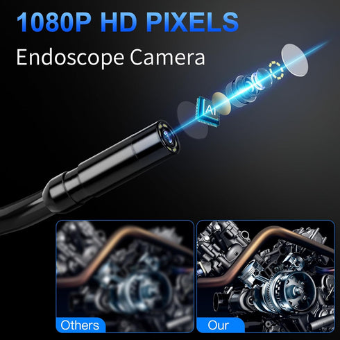 WINWEND 4.3" Cameras,IP67 8 1080P 16.5ft Endoscope Camera with Light - LCD Screen Inspection Waterproof Borescope