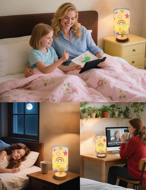 HYLING 3 9 Rainbow Lamp, Rainbow Lamp for Girls Room, Color Changing LED Night Light with Brightness Levels Wood