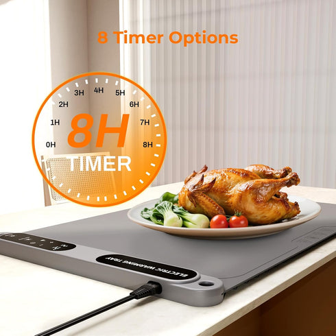 7-Temp Settings, 8s Firelex Food Warming Mat for Buffet, Silicone Food Warm Mat with Timer & Fast Heat, The Perfect