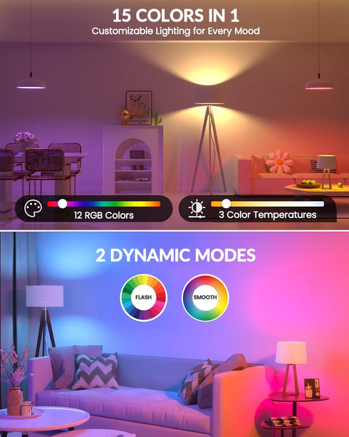 E26 Bulb Bulb,RGB 3 Temperature,Dimmable Bulb Lamps,2 Pack(4.86" Rechargeable Light with Remote Control,Battery Light
