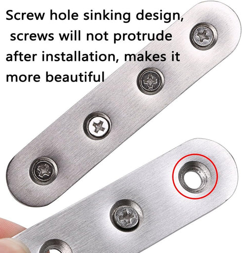 Sumnacon 8Pcs Stainless Steel Flat Plates - 4 Inch Heavy Duty Mending Plate Straight Corner Brace Brackets Connector