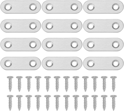 PATIKIL Flat Mending Plate 1.9"x0.6", 12 Pcs Stainless Steel Straight Flat Bracket