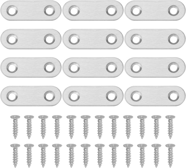 PATIKIL Flat Mending Plate 1.9"x0.6", 12 Pcs Stainless Steel Straight Flat Bracket