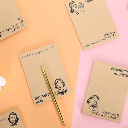 Whaline 8 Packs Funny Memo Pads, Humorous Sticky Note Pads, Sarcastic Adhesive Memo Pad for Women Office Coworker Gift