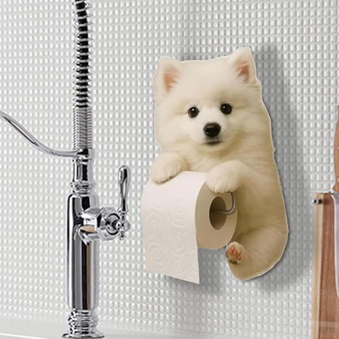 Generic 3D Dog Paper Towel Rack, Wall Mount Resin Dog Shaped Toilet Roll Holder, Funny Animal Paper Towel Holder