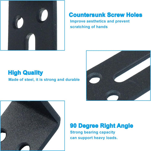 Aracombie 10Pcs 90 (3x1.2x1.6inch) Black L Bracket, Joint Right Angle Bracket Corner Brace, Degree Angle Brackets