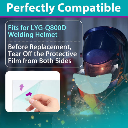 Joworthy 10 Set LYG-Q800D (5PCS 5PCS PCS Large Viewing Screen Replacement Lens for Welding Helmet, Sturdy and Durable