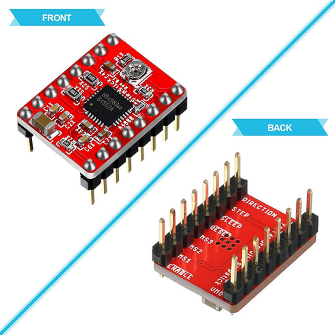 10 Pieces Stepper Motor Driver Module with Heat Sink for Stepstick A4988, 3D Printer, CNC Machine, Robotics