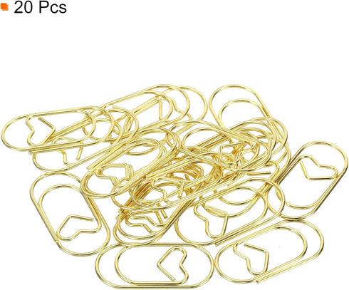 MECCANIXITY Heart-Shaped Paper Clip Fun Clips - Cute Decorative Bookmarks 1.2 Inch Gold Tone, Pack of 20