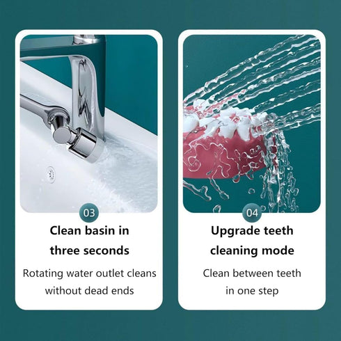 1080 Swivel Faucet Aerator - Universal Robotic Arm Kitchen Bathroom Sink Aerator with Two Water Outlet Modes