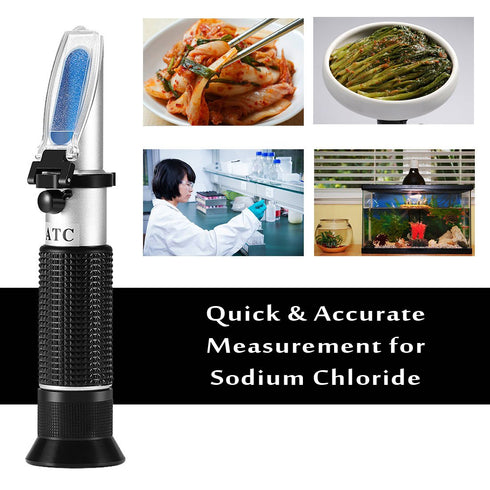 Sodium Chloride Refractometer,V·RESOURCING 0~28% Salt Analyzer Tester Salinometer for Food Salinity Measurement of Pickles