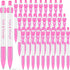 Teling 100 Pcs Breast Cancer Awareness Pink Ribbon Retractable Pens, Bulk Gel Ballpoint Pens for Women, Office Supplies