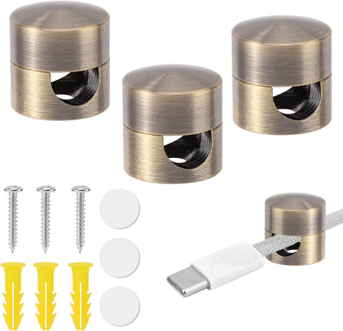 Gosknor 3pcs Cable Anchors for Desk, Phone Charger Cord Holders Metal Adhesive Cable