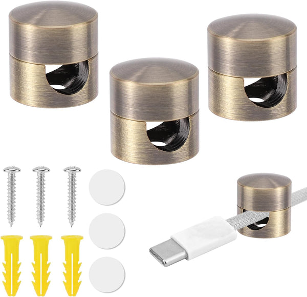 Gosknor 3pcs Cable Anchors for Desk, Phone Charger Cord Holders Metal Adhesive Cable