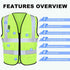 XPCARE Reflective Safety Vests For Women Men, High Visibility Security Vest Pockets and Zipper Front Construction Work