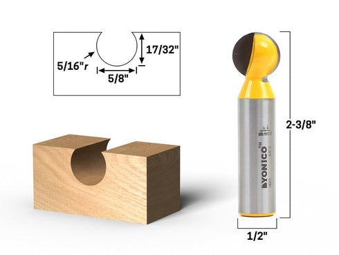 Set 4 1/2-Inch 14471 YONICO Groove Ball End Router Bit Bit Shank
