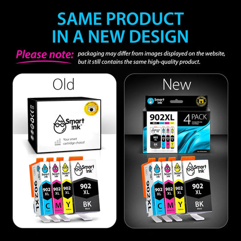 Smart Ink Compatible Ink Cartridge Replacement for HP 902 XL 902XL (4 Combo Pack) for Officejet Pro 6978 6968 6974 6975