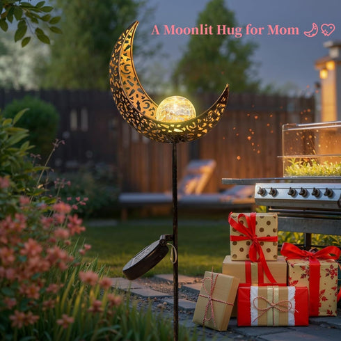 TAKE ME Moon Solar Lights for Women Garden Outdoor Decor Waterproof Metal Solar Stakes Lights for Patio Yard Walkway