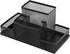 Mesh Desk Organizer for Office, 4 Compartments Pen Holder with Sticky Notes Holder, Black Mesh Storage