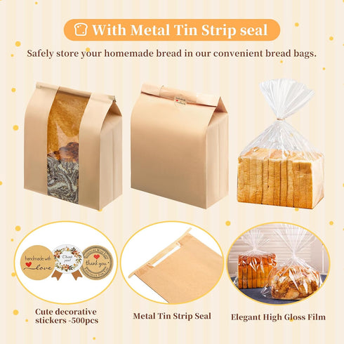 MOPKIUTR 50 Pack14 8.3 3.5 inch 50 Pack 18 8 4 Inch Packaging (100) x x Large Kraft Paper Bread Bags for Homemade Bread