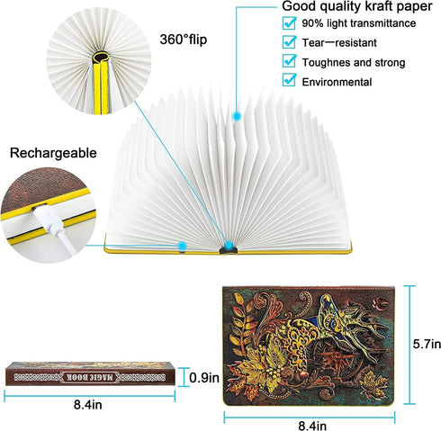3D 3 (8.46 inch QXMGCBOK Elk Embossed Deer Book Lamp,USB Rechargeable Color Kids Night Light,LED Book Lights Multicolor