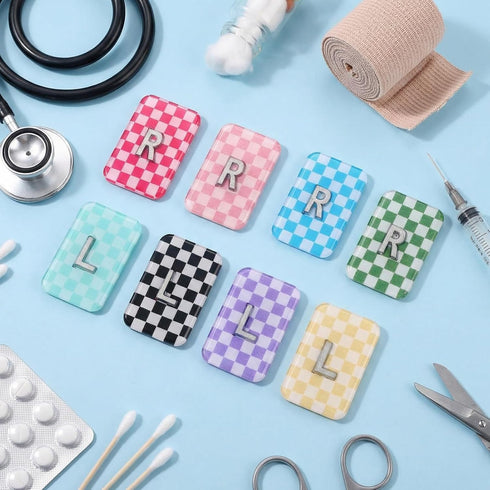 AceOrbit 8 Pack 1.5x1 Inch Plaid X-Ray Markers, Resin with L and R Lead Letters, Reusable Washable for Radiology Techs