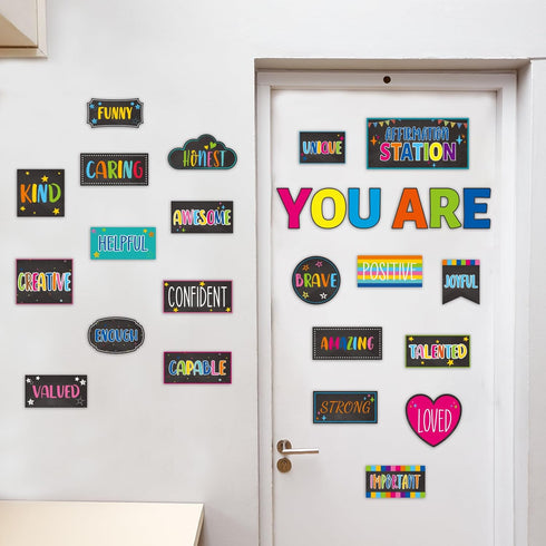 Classroom Affirmation Station Bulletin Board Set, Motivational Decor, Positive Affirmations Accents for Teachers,