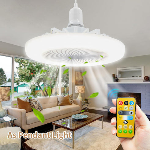 19.68ft 30w E26 110v HOXIYA Plug in Ceiling Fan With Light with Long Plug Cord and Remote Control Gazebo Fan Small