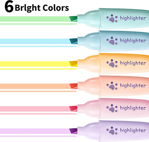 ACCloud 6 Highlighter Marker Pens Chisel Tip, Quick Dry, No Bleed, for Bible Study Notes Office Back to School Supplies