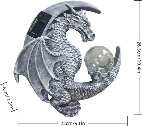 memeyou Dragon Tree Hugger Solar Magic Orb Garden Statue Dragon Solar LED Lights Decor Sun Moom for Your Patio Balcony